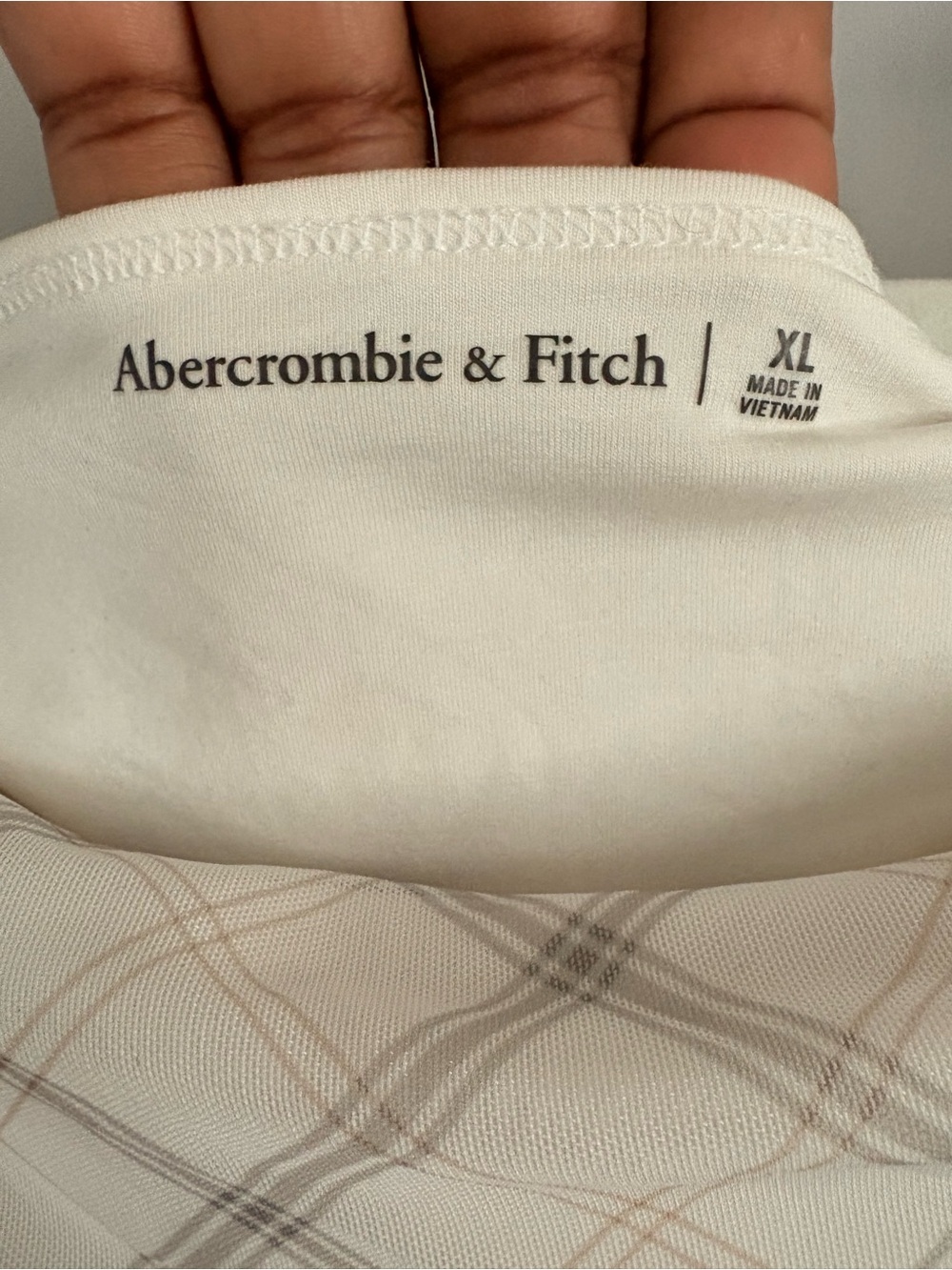 Abercrombie & Fitch Cream Plaid Layered mini dress - Picture 3 of 4